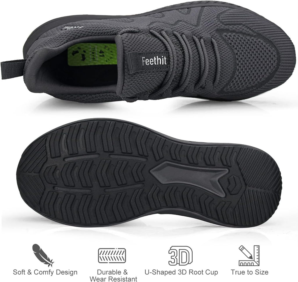 Feethit Mens Non Slip Walking Sneakers Lightweight Breathable Slip on Running Shoes Athletic Gym Tennis Shoes for Men