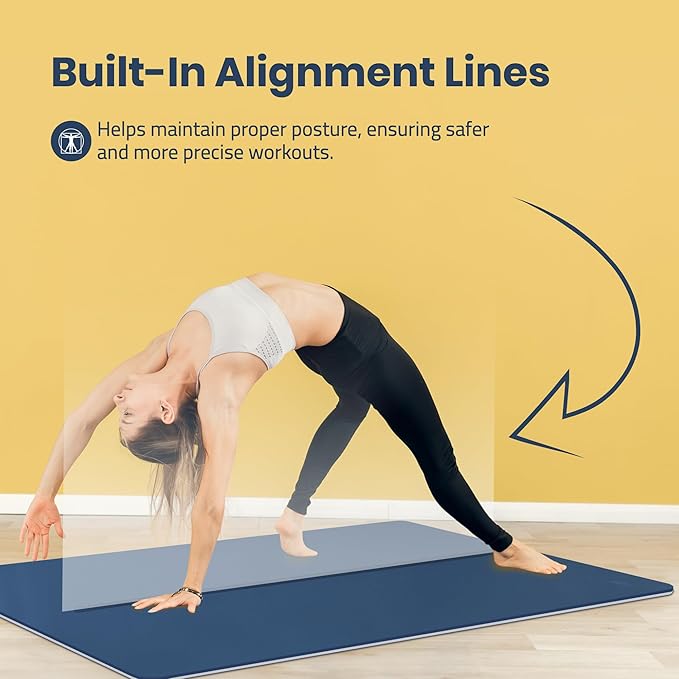 Extra Wide Yoga Mat for Men Women (72"L x 36"W) Non Slip Fitness & Exercise Mat with Alignment Marks for Yoga, Pilates, Floor Workouts-FlexoryFit