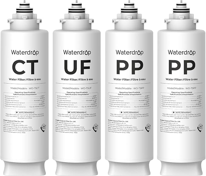 Waterdrop TSU Under Sink Water Filter Replacement, 1-Year Replacement Pack by Waterdrop