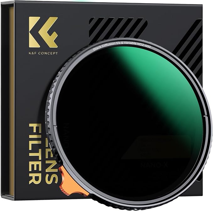 K&F CONCEPT 67mm Black Diffusion Mist 1/4 Effect & Variable ND2-400 Neutral by KFCONCEPT