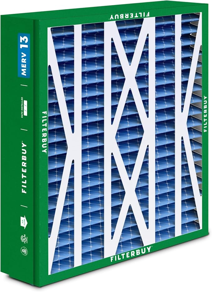 Filterbuy 21x27x5 Air Filter MERV 13 Optimal Defense (2-Pack), Pleated HVAC AC Furnace Air Filters Replacement for Trane Perfect Fit & American Standard (Actual Size: 20.56 x 26.13 x 4.97 Inches)