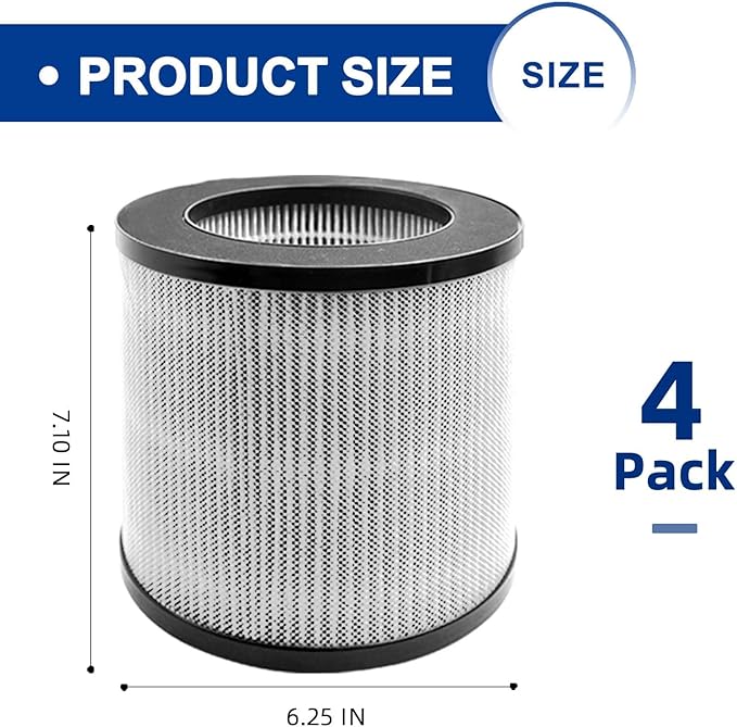 2801 Replacement Filter Compatible with Bissell MYair Personal Air Purifiers 2780 2780A 2780B 2780P and 27809 - Compare to My Air Part 2801-3-in-1 Air Filters and Activated Carbon Filters (4 Pack)