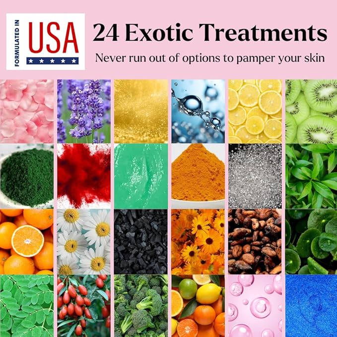 Jelly Mask for Facials - 24 Flavors Hydrating & Brightening Jelly Face Masks | Free Jade Roller & Spatula | Bulgarian Rose, Lavender, Hyaluronic Acid, 24K Gold face mask skin care |Vajacial Jelly Mask-FlexoryFit