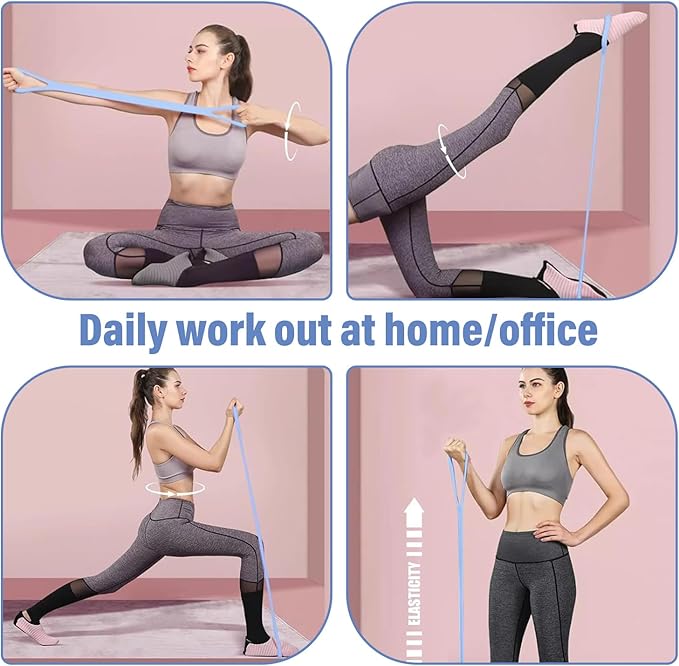 Figure 8 Fitness Resistance Band, Arm Back Shoulder Exercise Elastic Rope Stretch Fitness Band, Foot, Leg, Hand Stretcher, Arm Exerciser for Yoga Pilates Stretching Physical Therapy（Purple and Blue-FlexoryFit