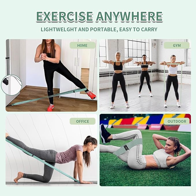 Wide Fabric Resistance Bands Set for Working Out, Non-Slip Exercise Booty Bands for Women & Men Leg and Glutes with Hair Ties and Tape Measure - for Home Gym Workout, Yoga, Pilates-FlexoryFit