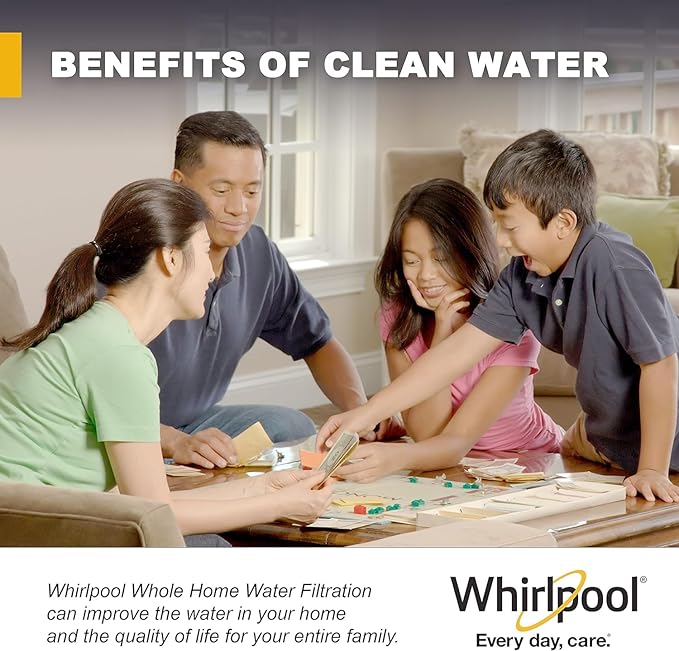 Whirlpool Whole House Large Capacity Sediment Filter WHKF-GD25BB, Full Case of 4 Filters, NSF Certified 25-Micron Filtration, Replacement Cartridge Fits Most Home 10" x 4.5" Standard Filter Housings