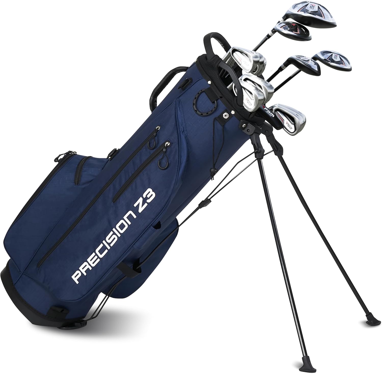 PGM Men's Oversea 9/12 Pieces Complete Golf Club Set with High-Strength Thin Face Design 460cc Driver High Forgiveness Ideal for Beginners