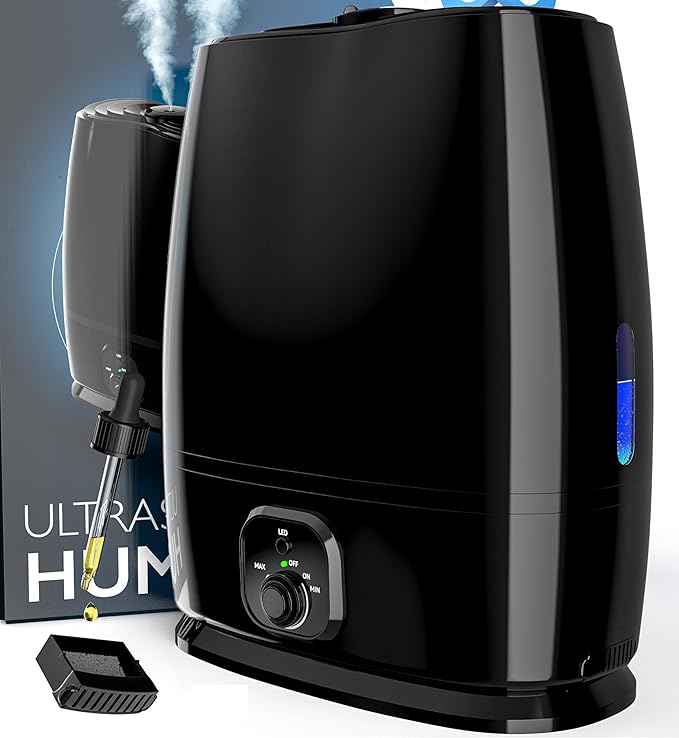 Everlasting Comfort Cool Mist Humidifiers for Bedroom 6L - Humidifier Large Room No-Filter, Quiet Air Humidifier for Plants, Allergies, Dry Skin, Congestion, 50 Hr Run Time