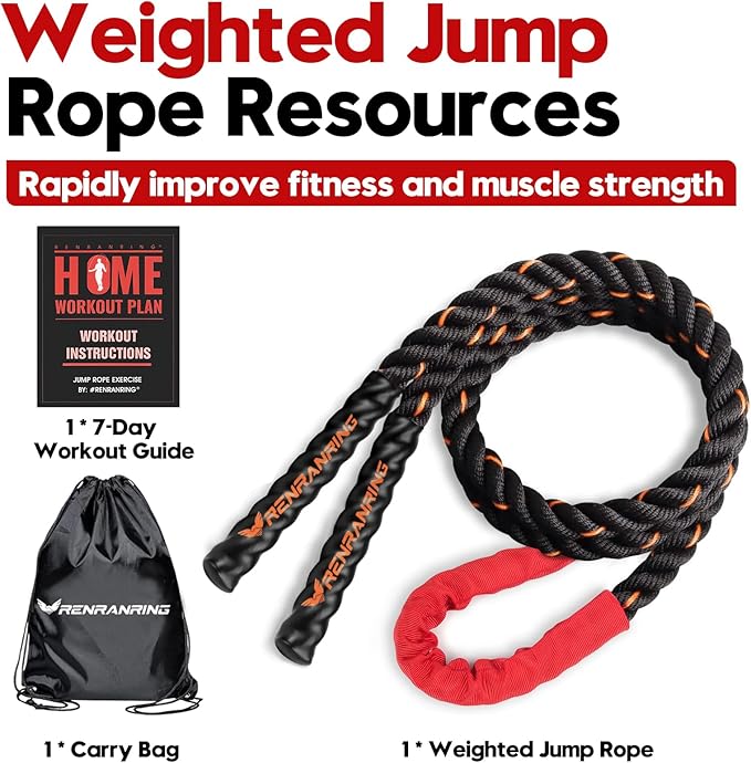Weighted Jump Rope for Men and Women, 3lb 4lb 5lb Adult Heavy Skipping Rope, Jumprope for Fitness,Workout Equipment, Fitness Equipment for Home Gym Exercise,Improve Strength and Building Muscle-FlexoryFit