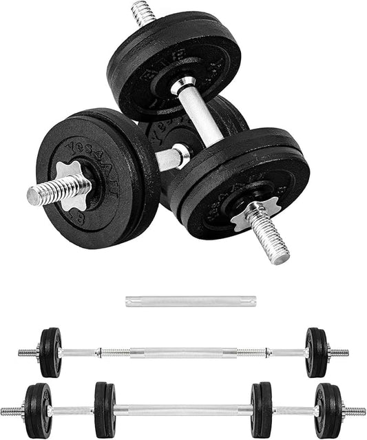 Yes4All Old School Adjustable Dumbbell Set with Weight Plates, Star Lock Collars/Connector, 40lbs to 200lbs Adjustable Weight Plates Set-FlexoryFit