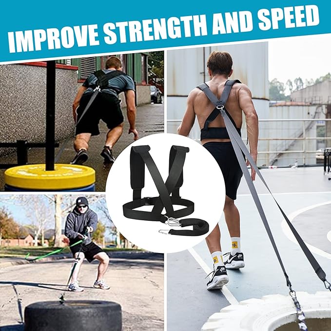 YNXing Sled Harness Workout Resistance and Assistance Trainer Physical Training Resistance Rope Kit Improving Speed, Stamina and Strength-FlexoryFit