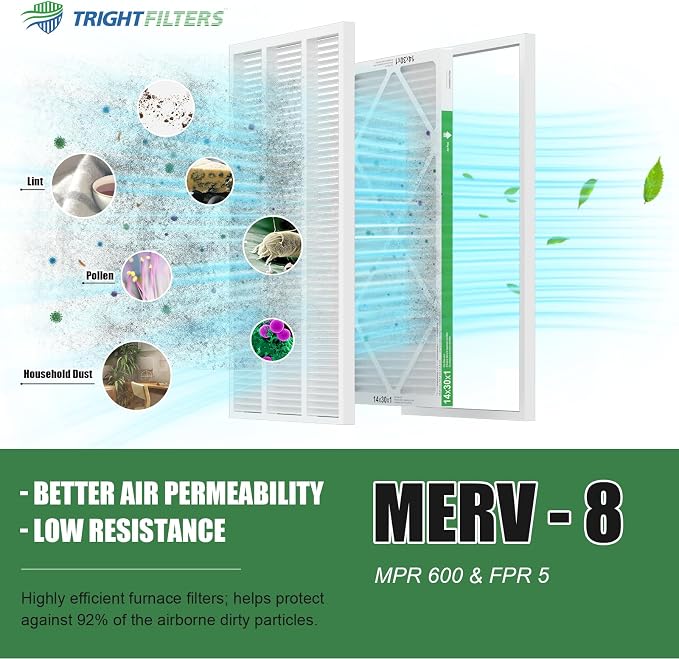 14x30x1 Air Filter 6 Pack, Durable MERV 8 Pleated Home HVAC AC Furnace Filters - Image 5