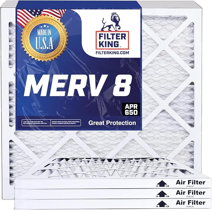 Filter King 19x21.5x2 Air Filter | 4-PACK | MERV 8 HVAC Pleated A/C Furnace Filters | MADE IN USA | Actual Size: 19 x 21.5 x 1.75"