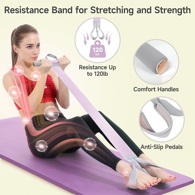 Fabric Resistance Band with Handles, 120lb Full-Body Excercise Band, Non-Slip Elastic Bands for Strength Muscle Training, Stretch Band Workout Equipment for Leg Arm Chest Core Wrist Ankle-FlexoryFit