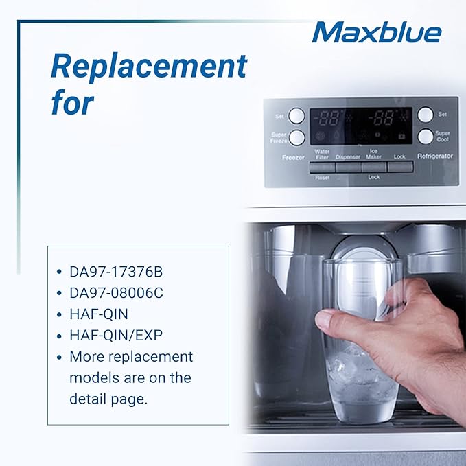 Maxblue DA97-17376B Refrigerator Water Filter, Compatible with Samsung® HAF-QIN/EXP, DA97-08006C, HAF-QIN, RF28R7201SR, RF28R7351SG, RF23M8070SR, MB-F45, 3 Filters