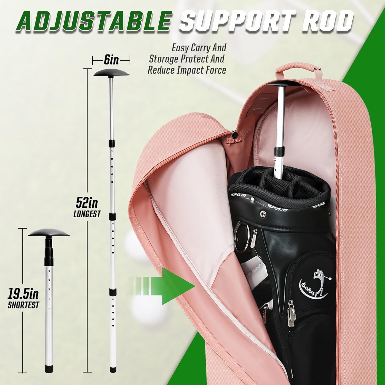 Golf Travel Bags for Airlines with Adjustable Support Rod and Detachable Shoulder Straps, Soft Foldable Golf Club Travel Covers, 900D Heavy Duty Oxford