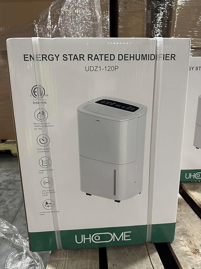 Uhome 120 Pints Dehumidifier with Drain Hose - 6000 Sq. Ft Quiet Dehumidifier for Home, Basements, Storages and Large Rooms with 5L Water Tank