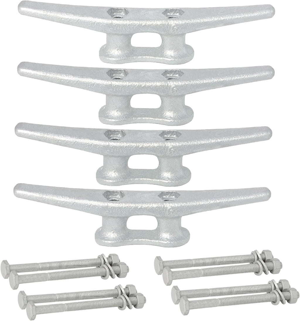 6/8/10/12/14 inch Dock Cleats With Bolts,Hot Dipped Galvanized Cast Iron Boat Cleats,Rope Cleat Boat Dock Cleats for Boat Docks,Decks,Piers for Tying up Boats,Marine Decor(1,2,4,5,6,8,10,12 Pack)