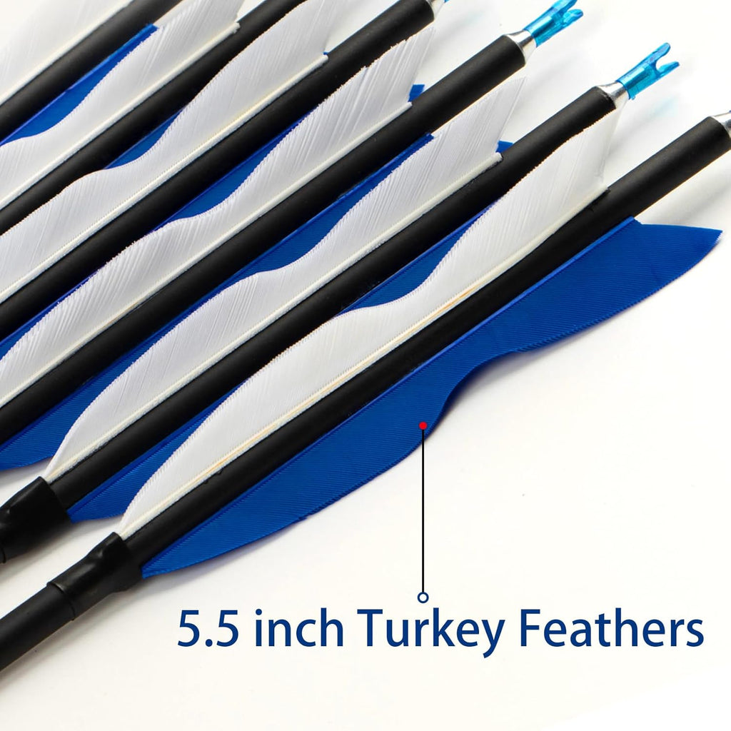 S F 30" Traditional Archery Carbon Feather Arrows 500 Spine Traditional Arrows Long Bows Archery Compound Bow Arrows Arrows for Compound Bow Arrows for recurve Bow（12 Pack）