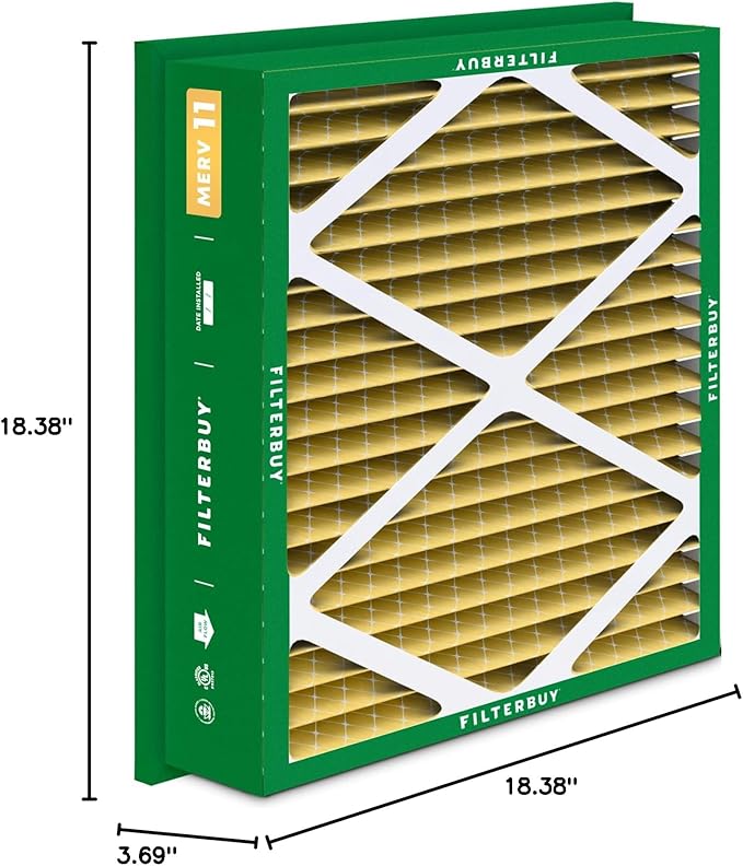 Filterbuy 20x20x5 Air Filter MERV 11 (MPR 1200) Allergen Defense Replacement (4-Pack), Pleated HVAC AC Furnace Filters for Honeywell Return Grille FC40R1003 (Actual Size: 18.38 x 18.38 x 3.69)