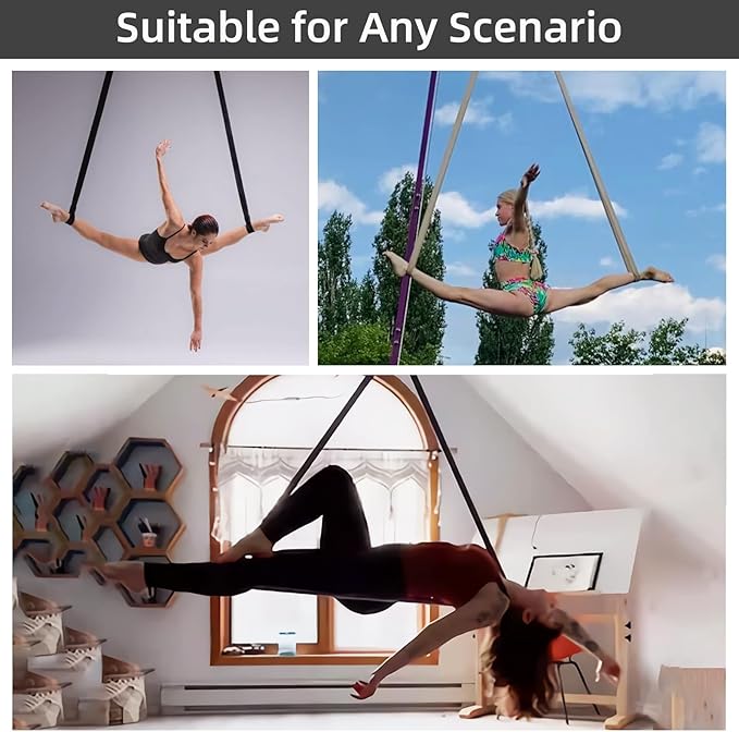 PRIOR FITNESS Aerial Yoga Straps 2m/6.6ft - Heavy Duty Circus Loops for Trapeze & Acrobatics[2 Pack],1850kg Load Capacity Medical-Grade Nylon-FlexoryFit