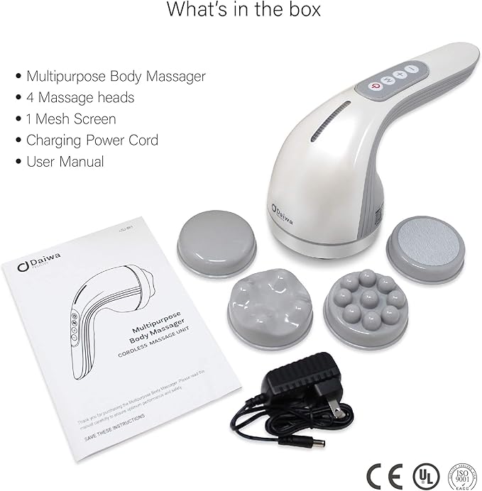 Daiwa Felicity Multipurpose Body Massager – Cordless Handheld Cellulite Remover Body Sculpting Machine - Electric Contouring Massage Tool for Butt Legs Belly Fat Stomach Celulitis Lymphatic Drainage-FlexoryFit
