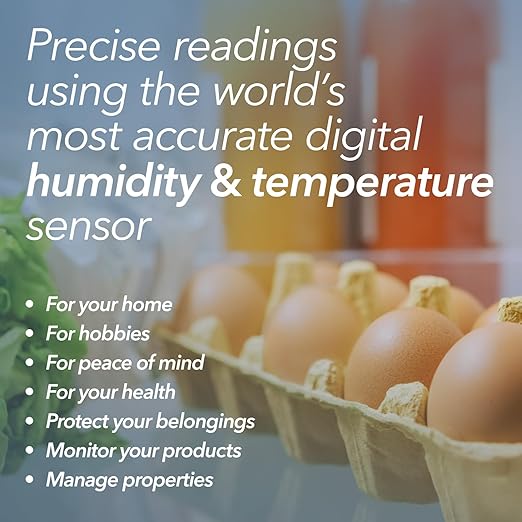 HT1 Smart Temperature Sensor and Humidity Sensor - Bluetooth Thermometer and Hygrometer with App Monitoring - Indoor/Outdoor Temperature and Humidity Monitor for RV, Basement, Fridge & More (1 Pack)