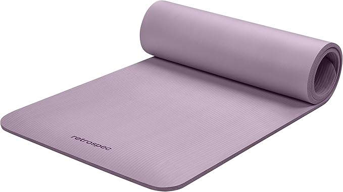 Retrospec Solana Yoga Mat 1/2" Thick w/Nylon Strap for Men & Women - Non Slip Exercise Mat for Yoga, Pilates, Stretching, Floor & Fitness Workouts-FlexoryFit