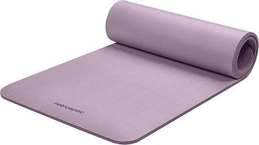 Retrospec Solana Yoga Mat 1/2" Thick w/Nylon Strap for Men & Women - Non Slip Exercise Mat for Yoga, Pilates, Stretching, Floor & Fitness Workouts-FlexoryFit