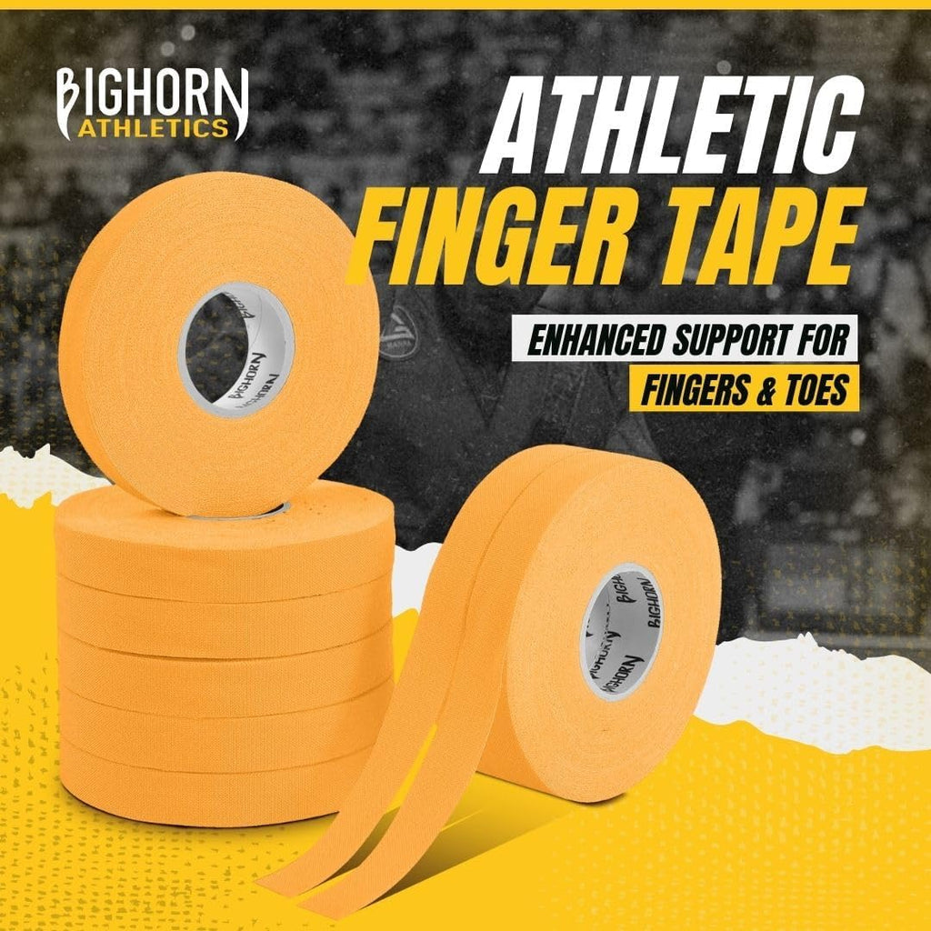Bighorn Athletics Jiu Jitsu Finger Tape, Rock Climbing Tape | Multipurpose for Sports & Injuries: MMA, Volleyball, Football, Basketball, Tennis, Golf, Hands & Toes, 0.5-Inch x 45-feet, 8-Rolls, Orange