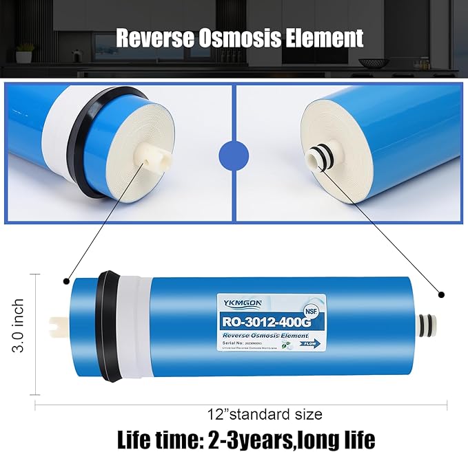 2Pack 400 GPD Universal Reverse Osmosis RO Membrane Element，3.0"x12" Replacement Water Filter,for Under Sink Home Drinking RO Water Purifier System