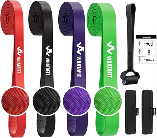 WHATAFIT Resistance Bands, Pull Up Assistance Bands, Exercise Bands, Workout Bands Set for Men and Women Home Fitness, Body Stretching, Strength Training, Physical Therapy-FlexoryFit