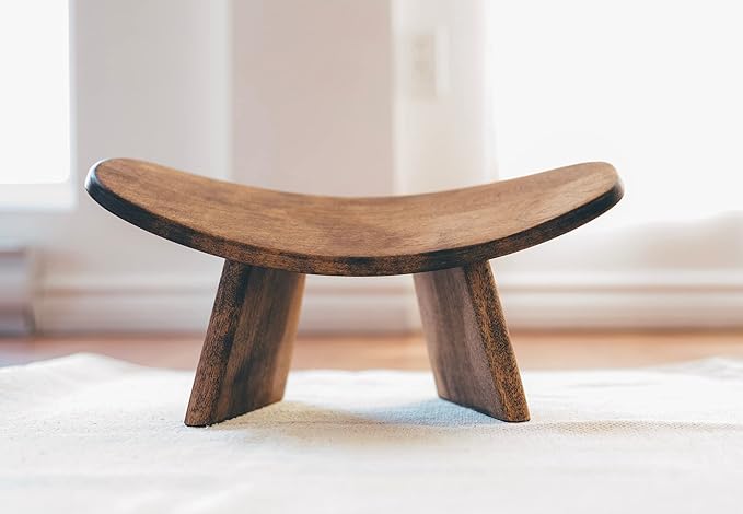 Meditation Bench IKUKO Original, Portable Version with Bag, Locally Handmade Wooden Kneeling Ergonomic Seiza Seat, Prana Yoga - 2 Colors, 3 Height Sizes-FlexoryFit