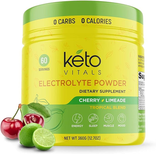Keto Vitals Electrolytes Powder | Keto-Friendly Electrolytes with Potassium, Magnesium, Sodium, Calcium | Keto Electrolytes Supplement Energy Drink Mix | Sugar-Free, Zero Calories, Zero Carbs-FlexoryFit
