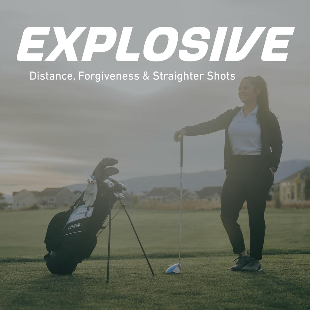 Precise AMG Complete Womens Golf Clubs Set, Includes Driver, Fairway, Hybrid, 6-PW Irons, Putter, Stand Bag, 3 H/C's, Golf Clubs Women Right Handed, Regular & Petite Sizes