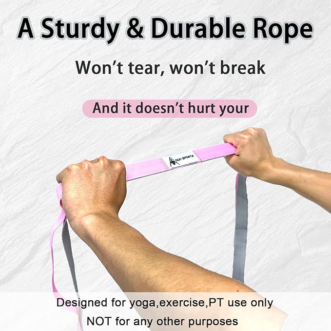 Stretching Strap Yoga Strap with Loops, Stretch Straps for Physical Therapy, Non-Elastic Exercise Strap for Pilates, Dance and Gymnastics with Workout Guide-FlexoryFit