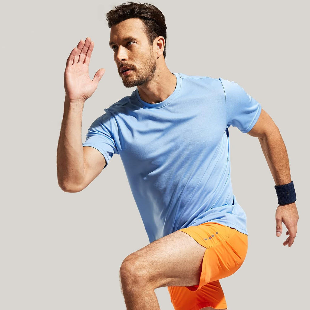 MIER Men's Quick Dry Workout Shirts Moisture Wicking Running Athletic Performance T-Shirts Recycled Polyester Top Tee