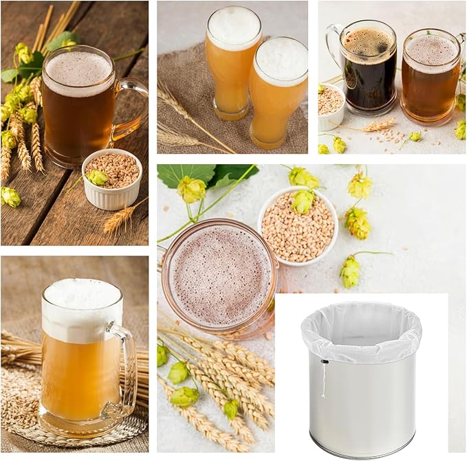 6 Pack Reusable Brew Bags, Extra Large 26"x22" Fine Mesh Strainer Bag with Adjustable Drawstring for Home Brewing Beer Wine Cold Brew Grains Hops Filtering