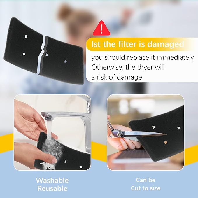4 Dryer Filters for Bauknecht Privileg Whirlpool HX 481010716911 Heat Pump Dryers, Condensing Dryer Sponge Filter Pad 4Holes (230 x 115 x 14MM)