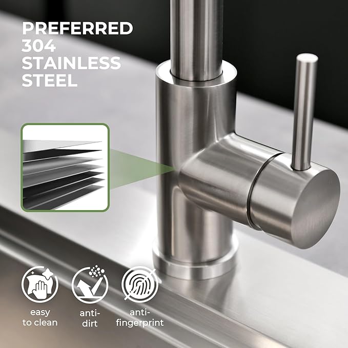 Touchless Kitchen Faucet, VFAUOSIT Kitchen Sink Faucet with Pull Down Sprayer Brushed Nickel Motion Sensor Smart Hands-Free, Stainless Steel Single Hole Faucet for Bar Laundry RV Utility Sink