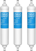 AQUA CREST GXRTQR Inline Water Filter, NSF Certified, Compatible with GE GXRTQR, GXRTQ System, Reduces Chlorine, Fluoride, Limescale and More, for Refrigerator, Icemaker, RVs (3 Filters)