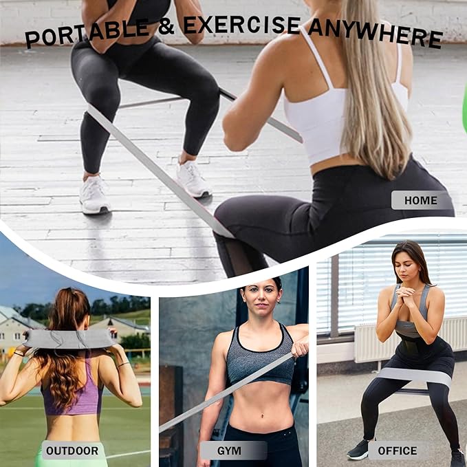 Long and Short Fabric Resistance Bands with Door Anchor 7 PCS, Non-Slip Stretch Booty Bands for Working Out Women & Men, Loop Exercise Elastic Bands for Home Physical Therapy Yoga Pilates-FlexoryFit
