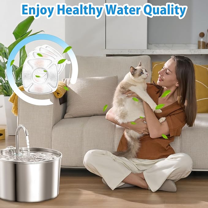 Cat Water Fountain Filters Replacement-24Pack Activated Carbon&Ion Exchange Resin Filters-Compatible with 67oz 95oz 135oz Pet Fountains-Improves Water Quality for Cats Dogs Stainless Steel Dispensers