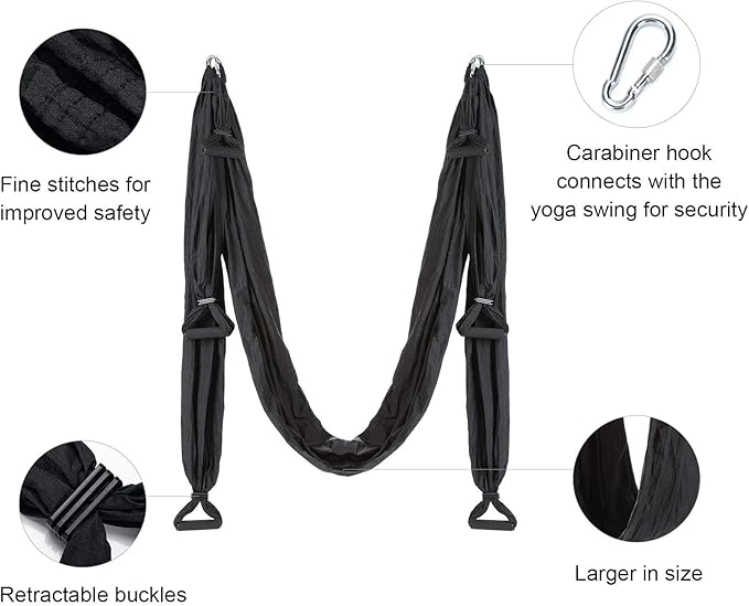 ZELUS Aerial Yoga Swing Sling Strong Yoga Hammock Kit Set Trapeze Inversion Equipment Include 2 Extensions Straps and Ceiling Mounting Kit-FlexoryFit