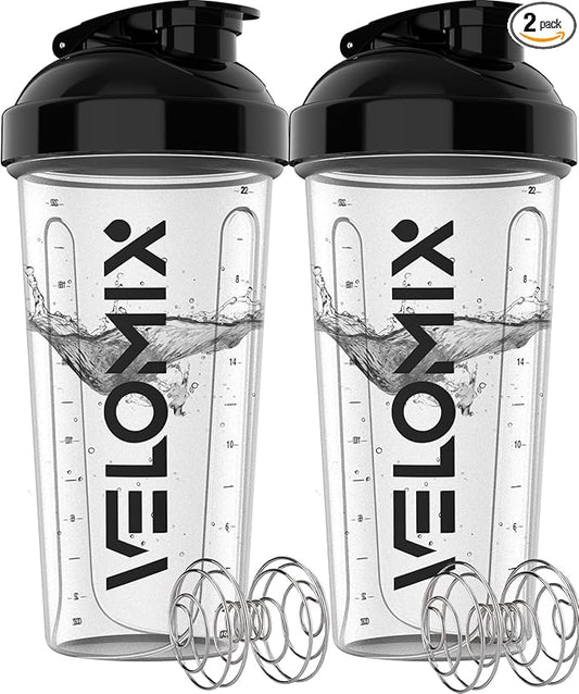 '-2 Pack- 28 oz Protein Shaker Bottles for Protein Mixes - 2x Wire Whisk | Leak Proof Shaker Cups for Protein Shakes | Protein Shaker Bottle Pack | Shakers for Protein Shakes - 2xTransparent-FlexoryFit
