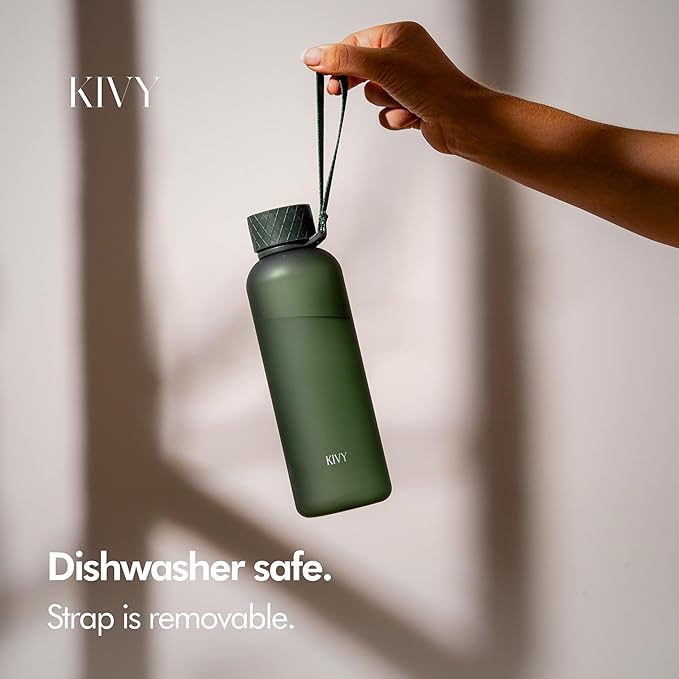 KIVY Slim Water Bottle 22oz [Lightweight & Shatterproof] - Small Drinking Waterbottle - Tritan Bottle Without Straw for School, Sport & Travel - Drinking Bottle Dishwasher Safe, BPA Free-FlexoryFit