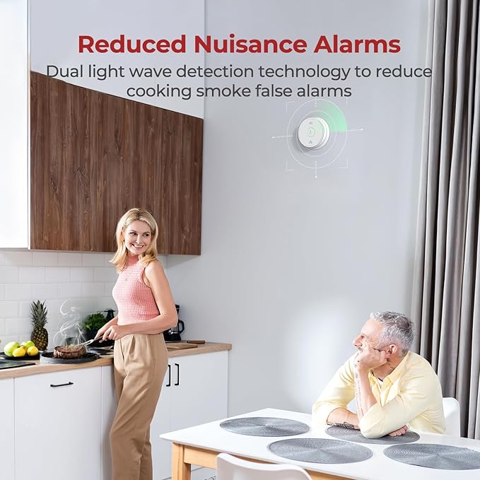 Smoke Detector Carbon Monoxide Detector Combo 10 Year Battery with Bilingual Voice Alerts,UL 217-9th Standard Fire Smoke & Carbon Monoxide Alarms for Home Standalone Model 1 Pack
