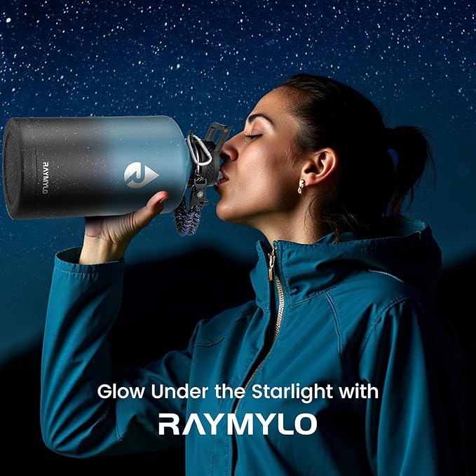 128oz Insulated Water Bottle, Triple Wall Vacuum Stainless Steel Water Bottles - Keeps Cold 48H, Reusable One Gallon Jug for Gym, Sports, Camping, Hiking,Travel, Midnight Blue Speckle-FlexoryFit