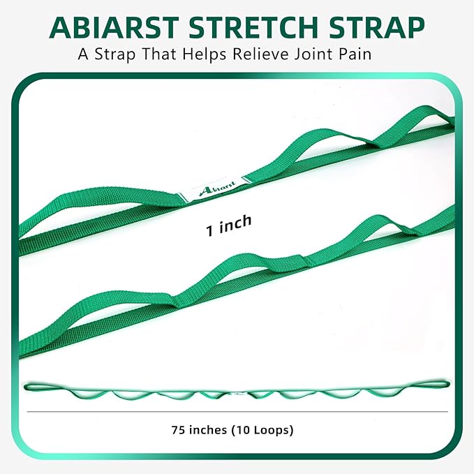 Stretching Strap Yoga Straps for Physical Therapy, 10 Loops Non-Elastic Stretch Band for Pilates, Flexibility, Exercise and Gymnastics-FlexoryFit