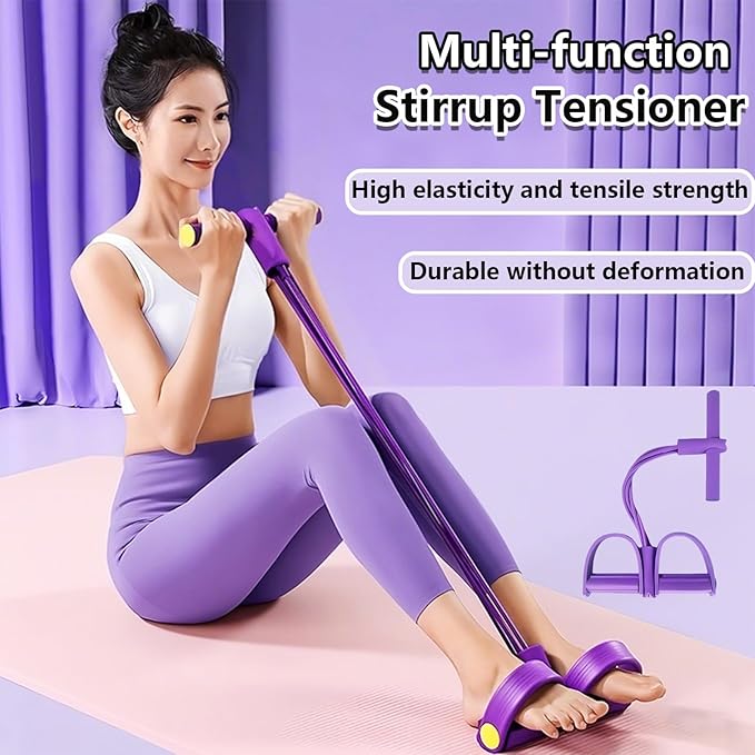 2025 Upgrade Multifunction Tension Rope or Exercise Sit Up Exercise Equipment,Pedal Ankle Puller,Bands-6 Tube Pedal Ankle Puller for Women Men-FlexoryFit